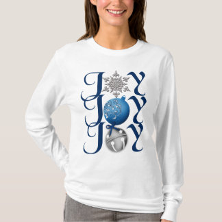 Camisa de Alegria de Natal de Prata Azul