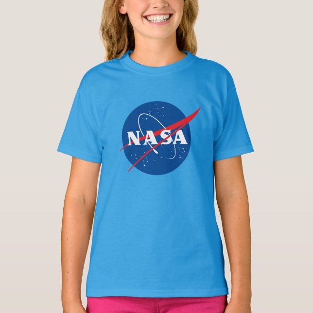 Camisa De Algodão Das Raparigas Da NASA Icônica (A (Frente)