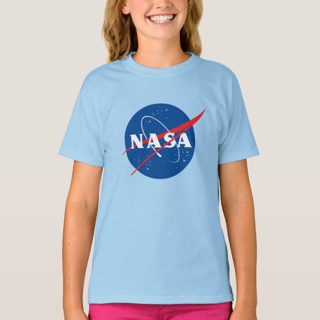 Camisa De Algodão Das Raparigas Da NASA Icônica (A (Frente)