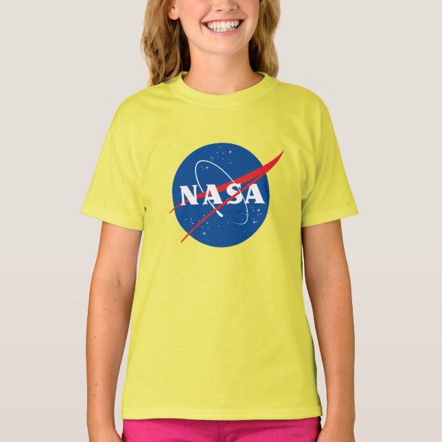 Camisa De Algodão Das Raparigas Da NASA Icônica (S (Frente)