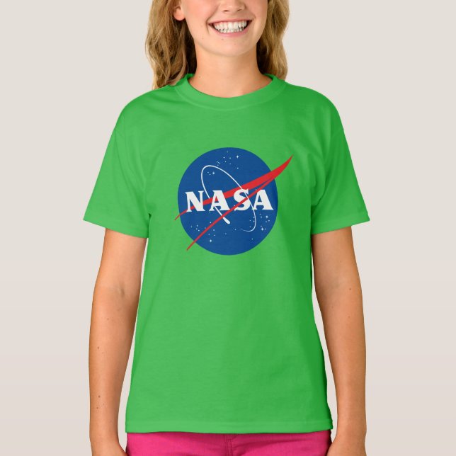 Camisa De Algodão Das Raparigas Da NASA Icônica (V (Frente)