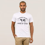 Camisa de alimentação do estilo de fazendeiro de v<br><div class="desc">A tipografia clássica e a gravura de uma vaca leiteira vintage ajudam a criar a sua própria camiseta do tipo ração e fazenda de sementes. Personalize o texto do nome arquivado, o ano e a localização de uma verdadeira dádiva de um tipo para o agricultor sério ou hobby da sua...</div>