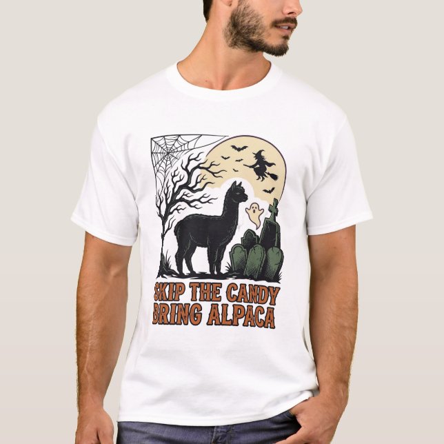 Camisa de Alpaca de Halloween Fofa Assustadora Vin (Frente)