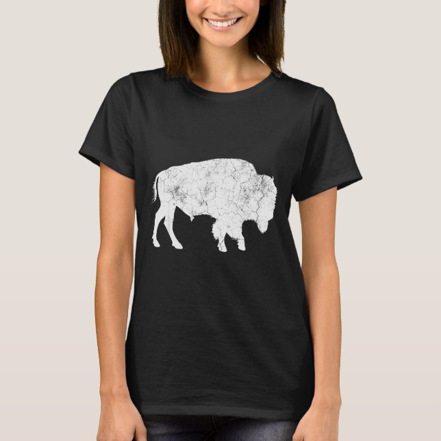 Camisa de Amante de Animais Búfalo Retro Angustiad (Frente)