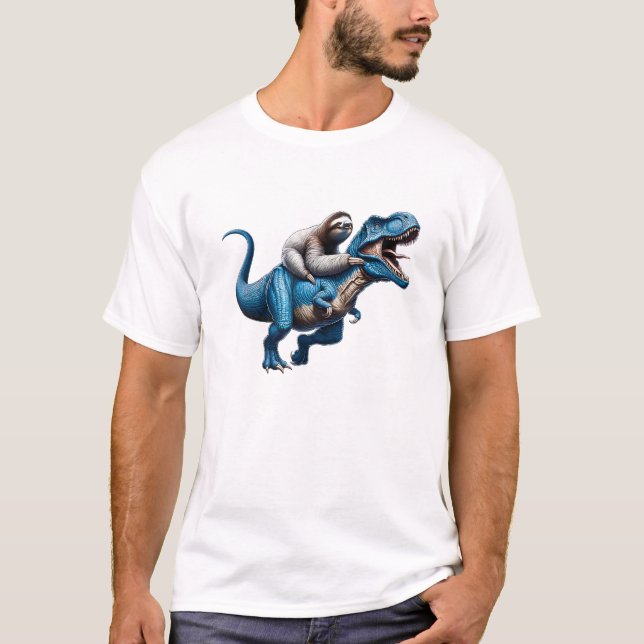 Camisa de Amante de Dinossauro T-Rex Montando Preg (Frente)