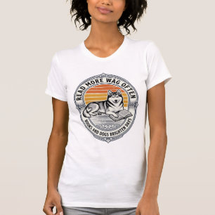 Camisa de Amante de Livros de Cachorro Gravação Vi