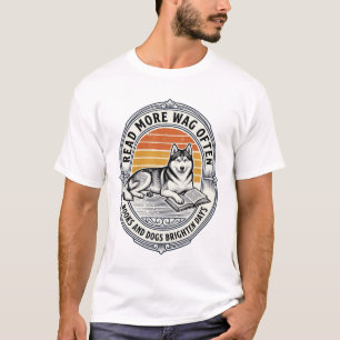 Camisa de Amante de Livros de Cachorro Gravação Vi