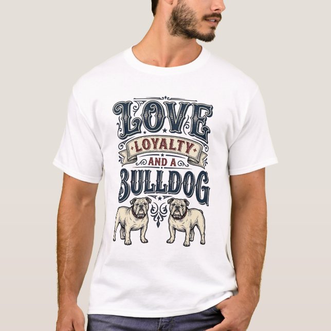Camisa de Amor Bulldog Desenho de Citação de Cacho (Frente)