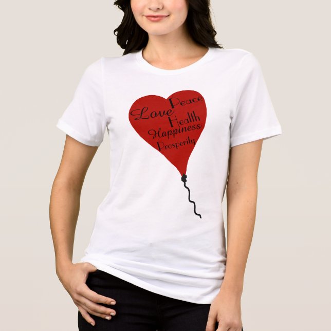 Camisa De Amor Com Balão De Coração Vermelho (Frente)