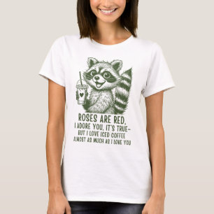 Camisa de Amor de Café Gelado de Guaxinim Fofo