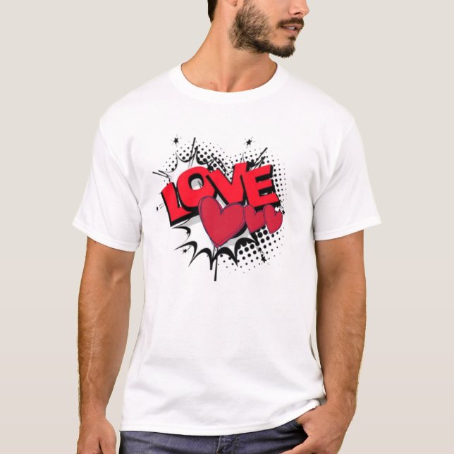 Camisa de Amor e Corações Vermelhos (Frente)