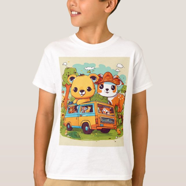 Camisa de animais para crianças divertidas (Frente)
