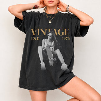 Camisa de aniversário com foto vintage personaliza