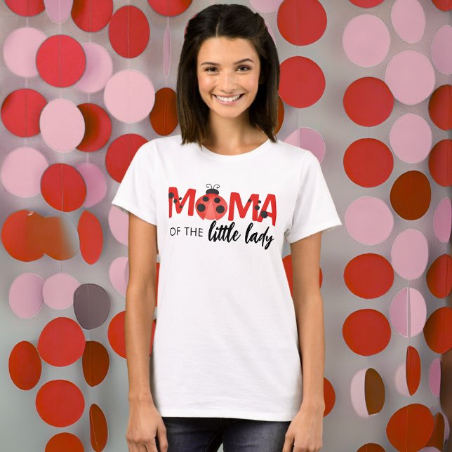 Camisa de Aniversário da Mamãe da Pequena Senhora (Watercolor Ladybug Birthday Party Shirt for "Mama of the Little Lady")