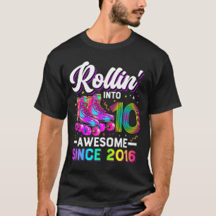 Camisa de Aniversário de 10 Anos Menina Patins