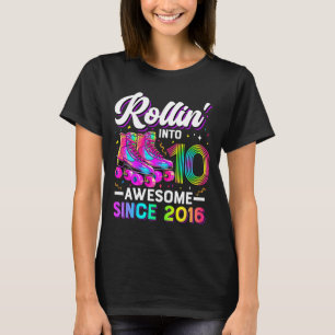 Camisa de Aniversário de 10 Anos Menina Patins de