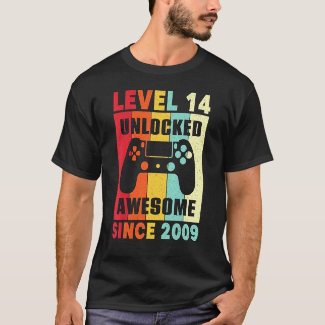 Camisa De Aniversário De 14 14 Anos De Idade Nível (Frente)