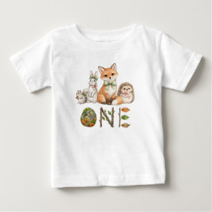 Camisa de aniversário de 1 ano de Animais da Flore