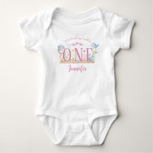Camisa de Aniversário de 1 Ano Menina Aquarela Sob