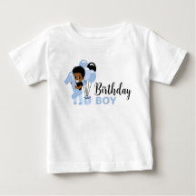 Camisa de aniversário de 1 ano para menino negro a