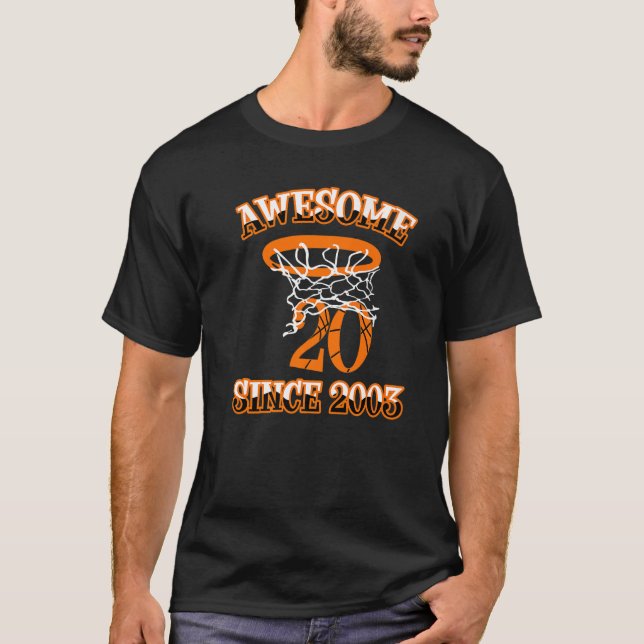 Camisa De Aniversário De 20 De Basquete Para Rapaz (Frente)