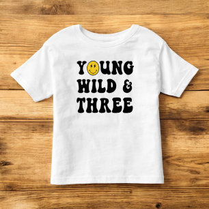 Camisa de Aniversário de 3 Anos Young Wild and Thr