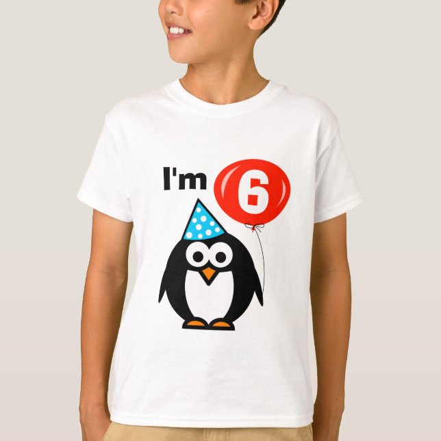 Camisa de aniversário de 6 infantil com desenho an (Frente)
