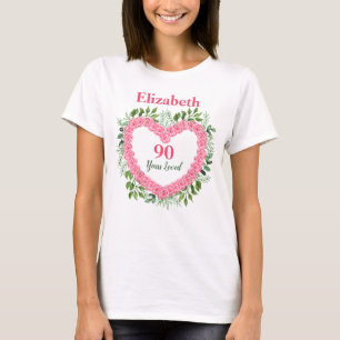 Camisa de aniversário de 90 de 90 anos para mulhe