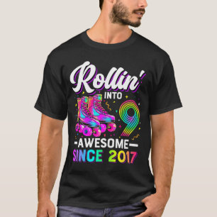 Camisa de Aniversário de 9 Anos Menina Nove 9 Anos