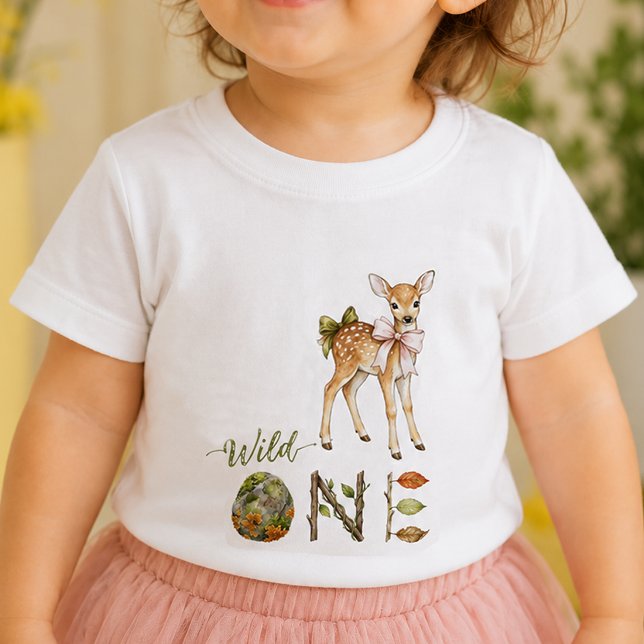 Camisa de aniversário de bebê Deer Wild One  (Criador carregado)
