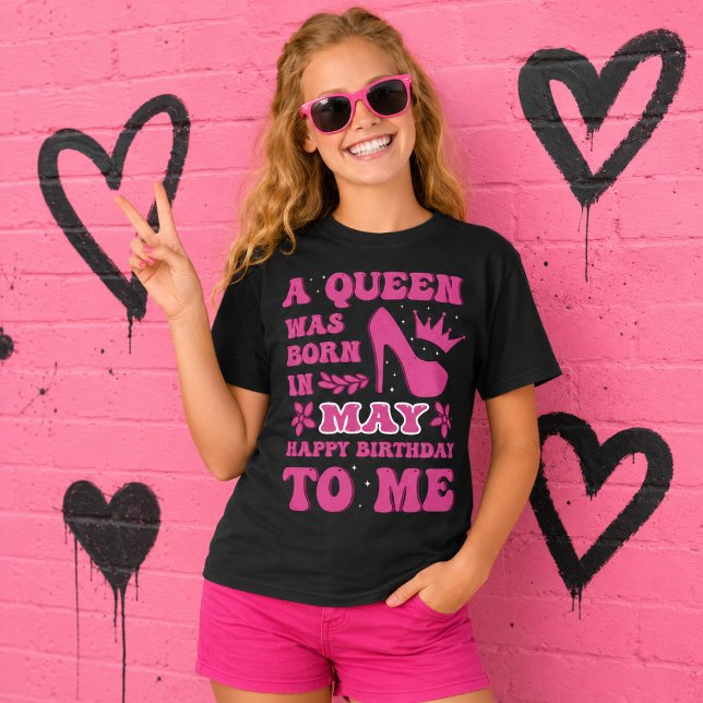 Camisa de aniversário de maio menina Rosa Princesa (Criador carregado)
