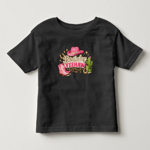 Camisa de aniversário de menina pequena Yeehaw   C