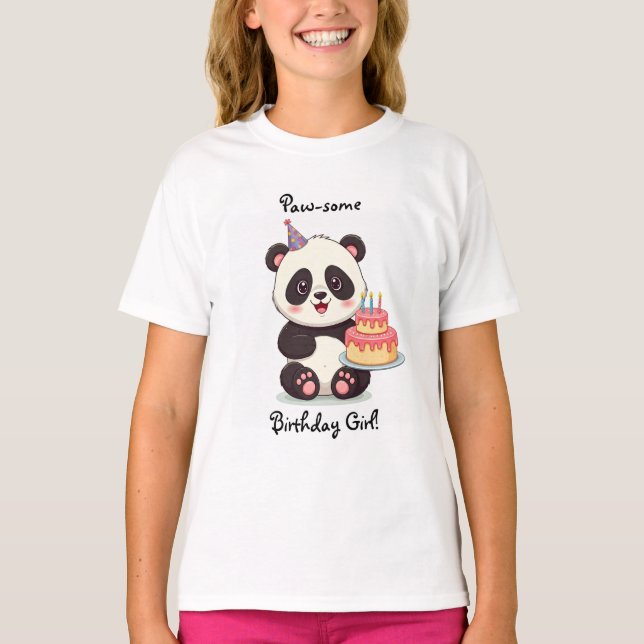 Camisa de Aniversário de Panda Menina (Frente)