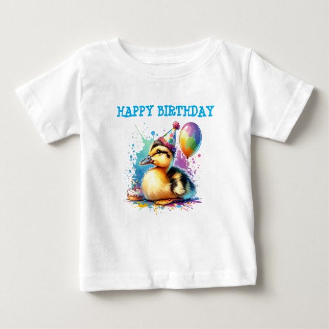 camisa de aniversário de patos-bebê fofo (Frente)