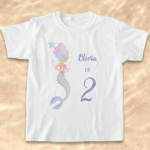 Camisa de Aniversário de Sereia Fofa Idade 2