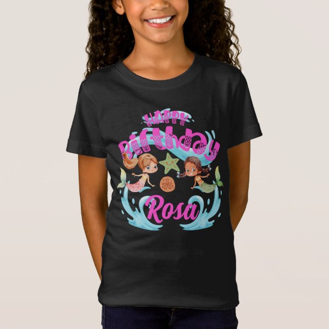 Camisa de aniversário de Sereia Personalizada (Frente)