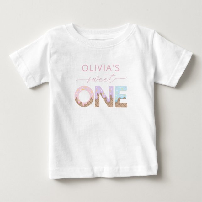 Camisa de Aniversário de Sorvete Sweet One (Frente)