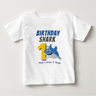 Camisa de aniversário de tubarão-bebê com idade pe