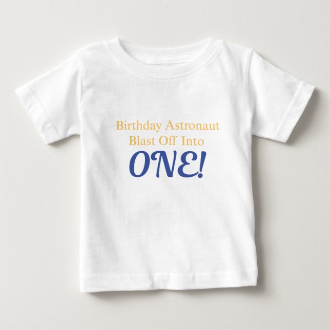 Camisa de Aniversário de Um Astronauta Blast Off (Frente)
