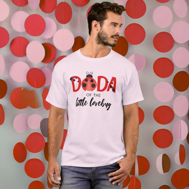 Camisa de Aniversário do Dada do Pequeno Lovebug (Watercolor Ladybug Birthday Party Shirt for "Dada of the Little Lovebug")