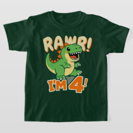 Camisa de Aniversário do Dinossauro Rawr 4º Aniver