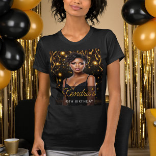 Camisa de aniversário dourada e preta para Instagr