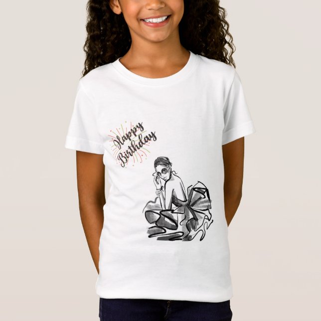  Camisa de aniversário feminino esboço de moda Chi (Frente)