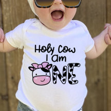Camisa de Aniversário 'Holy Cow I Am One Girl' 1º 
