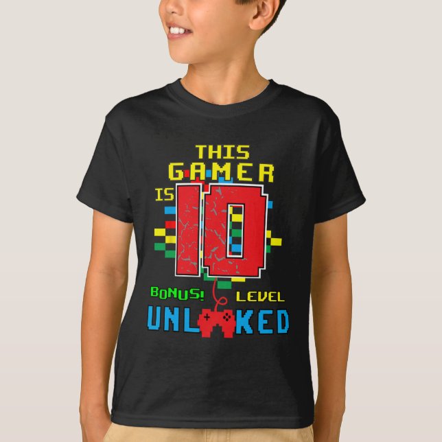 Camisa de Aniversário Jogo Desbloqueado Nível 10 A (Frente)