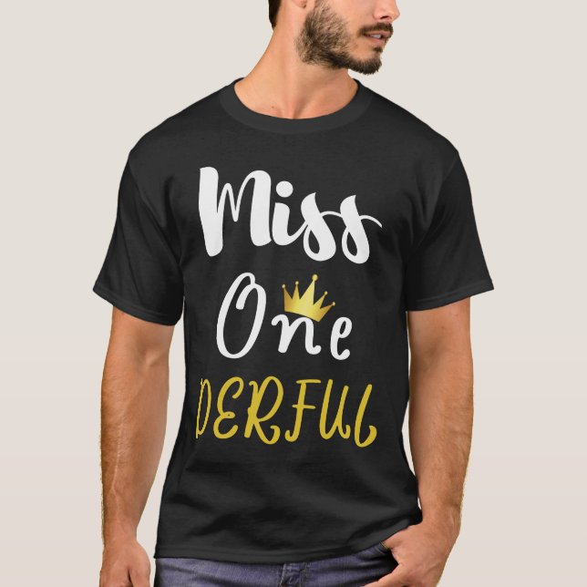 Camisa de Aniversário Miss Onederful Onederful Um  (Frente)
