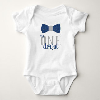 Camisa de Aniversário Mr ONEderful em Azul e Cinza