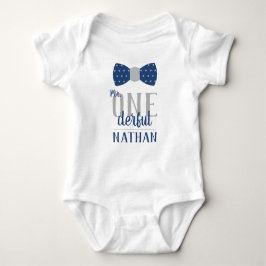 Camisa de Aniversário Mr ONEderful em Azul e Cinza