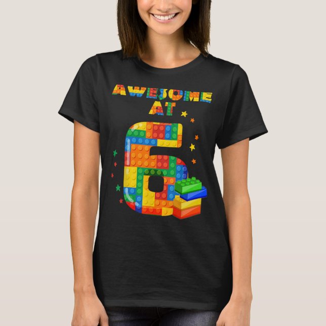 Camisa De Aniversário Para Crianças 6 Blocos De Ed (Frente)