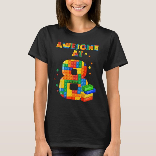 Camisa De Aniversário Para Crianças 8 Blocos De Co (Frente)